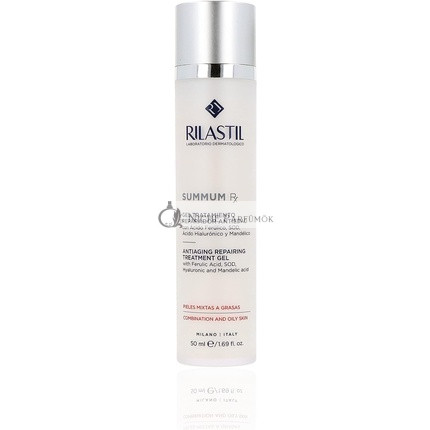 Rilastil Summum Rx Anti-Aging Reparáló Gél Folsavval, Hialuronsavval és Mandula Savval Zsíros és Kombinált Bőrre 50ml