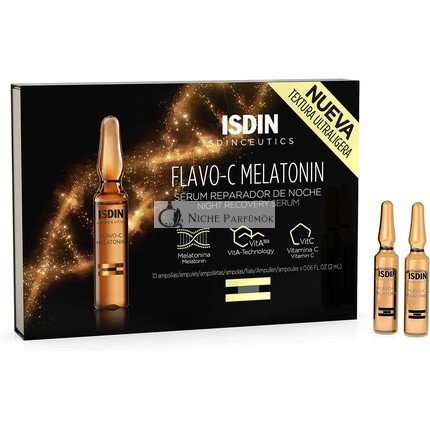 ISDIN Isdinceutics Flavo-C Melatonin Éjszakai Javító Szérum 10 Ampulla, 92.99g