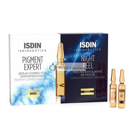 ISDIN Isdinceutics Pigment Expert + Night Peel Treatment - Ragyogó Arcszérum és Éjszakai Hámlasztó, 10+10 Ampulla