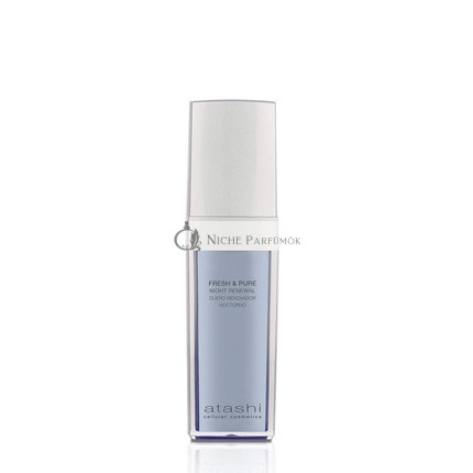Atashi Frisch & Rein Nacht-Erneuerungsserum mit Blütenextrakt und Niacinamid, 30ml