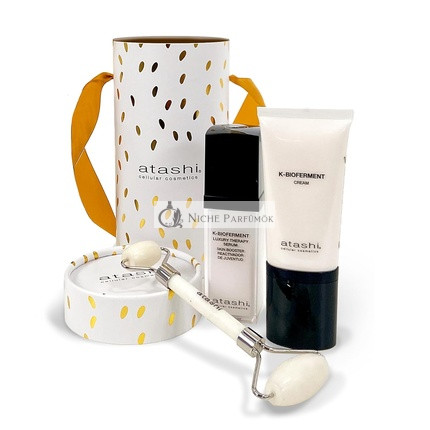 Atashi Therapy Creme Hautbooster und Therapie Luxus Serum Hautbooster Tagescreme mit Biofermenten Anti-Aging Revitalisierende Regenerierende Gesichtsserum 50ml und 30ml