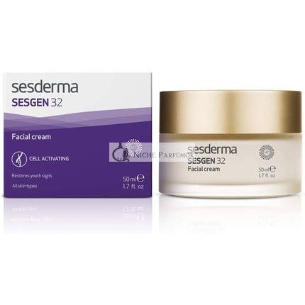 Sesderma Sesgen 32 Sejtaktiváló Krém, Ránctalanító Krém az Arcra, Hi-Tech Összetevők, Segít Megakadályozni a Ráncokat, Újraszinkronizálja a Bőr Természetes Regenerációs Folyamatát, Tápláló Krém, Revitalizáló Krém, 50ml