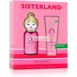   Benetton Sisterland Pink Raspberry Női Ajándékcsomag EDT 80ml + Testápoló 75ml - Hosszantartó - Friss, Fiatalos és Modern Illat - Virágos, Neroli és Pézsma Jegyek - Ideális Napi Viseléshez