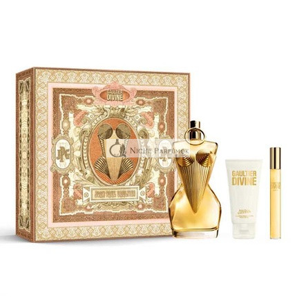 Jean Paul Gaultier Divine Női Ajándékcsomag, 3 darab, 100ml EDP, 10ml EDP Mini, 75ml Testápoló