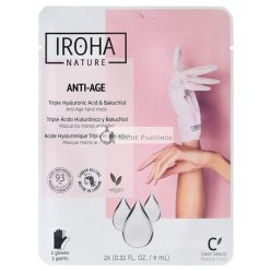   Iroha Nature Anti-Aging Kézmaszk Tripla Hialuronsavval, Bakuchiolal és Niacinamiddal, 93% Természetes Összetevő