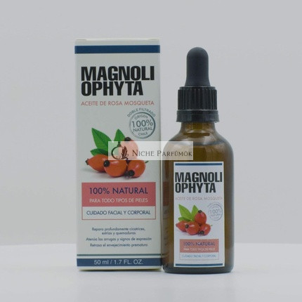 Magnoliophyta Reines Hagebuttenöl 50ml Gesicht und Körper für alle Hauttypen, regenerierendes Anti-Dehnungsstreifenöl, reduziert Falten und Narben, 100% natürlich aus Chile