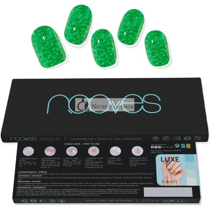 NOOVES NAILS Premium Vorgefertigte Gel-Nagelfolien Jade Glitter Grün Halbhärtende Gel-Nagelstreifen Halbdauerhafte Gel-Aufkleber