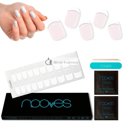 NOOVES NAILS Premium Vorgehärtete Gel-Nagelfolien Französisch LUXE, Transparente Französische Salonqualität, Langanhaltend, Einfach Aufzutragen und Entfernen, Chip-resistent, 20 Jahre, 10 Stück