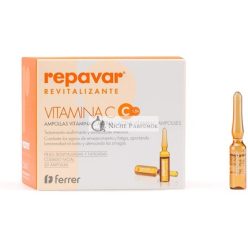   Repavar Revitalize Aktív C-vitamin Ampullák, 20 db - Anti-aging, Intenzív Megújító és Firming Kezelés, Magas Koncentrációjú C-vitamin 20 db