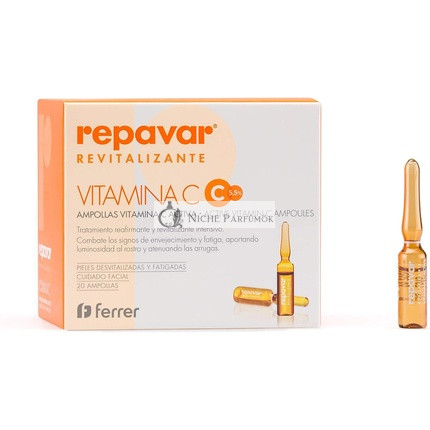 Repavar Revitalize Aktive Vitamin C Ampullen, 20 Stück - Anti-Aging, Intensive Revitalisierungs- und Straffungsbehandlung, Hohe Konzentration Vitamin C 20 Stück