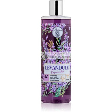 Bohemia Geschenke & Kosmetik Blumenlinie Lavendel 4 in 1 Körper- und Haarreinigungs-Gel, 400 ml