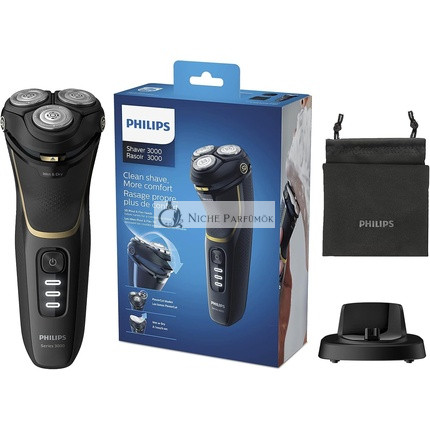 Philips Series 3000 Herren Elektrischer Rasierer mit 5D Pivot & Flex Köpfen, Schwarz Gold