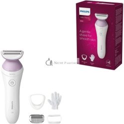   Philips 6000-as Sorozatú Női Borotva Vezeték Nélküli Nedves és Száraz Borotva 4 Kiegészítővel, Testápoló Kesztyű, Fésű Tartozék