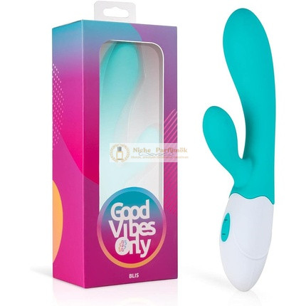 Good Vibes Only Nyuszi Vibrátor Bliss 10 Vibrációs Móddal, Újratölthető, Vízálló, Stimulálja a Hüvelyt, Klitoriszt és a G-Pontot, Kék