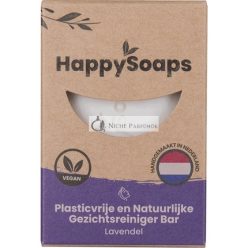   Happysoaps Arctisztító Szappan & Sminklemosó - Levendula - Sokoldalú és Tökéletes Érzékeny Bőrre - 100% Műanyagmentes, Vegán és Természetes - 70g