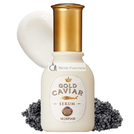 SKINFOOD Gold Caviar EX Serum 50 ml - Konzentriertes Kaviar- und Goldnährendes Serum für Trockene, Hängende und Alternde Haut - Beste Aufhellende Feuchtigkeitscremes - Falten- und Pickelreduzierer