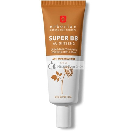 Erborian Super BB Cream mit Ginseng, Volle Deckkraft, Für Akneanfällige Haut, Karamell, 40ml