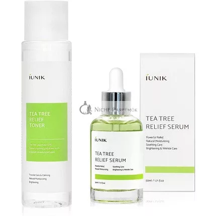 iUNIK Tea Tree Relief Gesichtswasser und Natürliches Serum zur Aknebehandlung