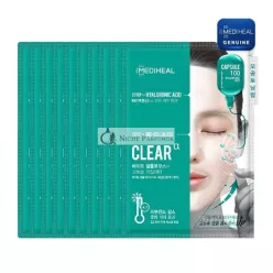   MEDIHEAL Capsule 100 BIO Seconderm CLEAR α Maskenpackung, 23ml + HYALURONIC 4ml