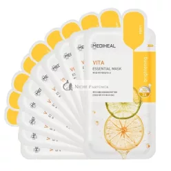   Mediheal Beste Koreanische Gesichtsmaske Vita Essentielle Gesichtsmaske 10 Blätter, Vitaminmaske für Alle Hauttypen