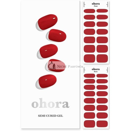 ohora Semi Cured Gel Nail Strips N Addict - Funktioniert mit allen Nagellampen, Salonqualität, Langanhaltend, Einfach anzuwenden und zu entfernen - Enthält 2 Vorbereitungs-Pads, Nagelfeile und Holzstäbchen, Rot