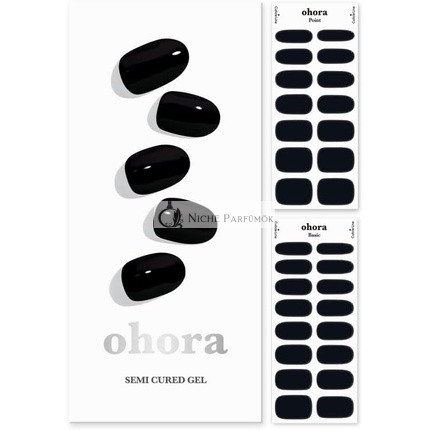 ohora Halbgetrocknete Gel-Nagelstreifen N Onyx - Salonqualität, Langanhaltend, Einfach anzuwenden und zu entfernen - Enthält 2 Vorbereitungs-Pads, Nagelfeile und Holzstäbchen Schwarz