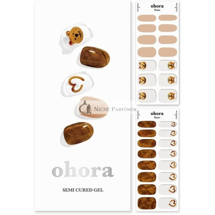 ohora Halbgeheilte Gel-Nagelstreifen N Karamellbär - Salonqualität, Langanhaltend, Einfach Aufzutragen und Entfernen - Enthält 2 Vorbereitungs-Pads, Nagelfeile und Holzstäbchen