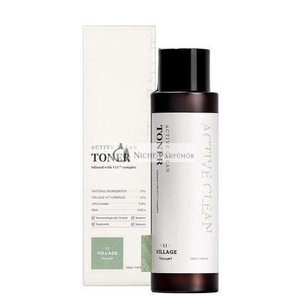 VILLAGE11FACTORY Aktiver Reinigungs-Toner AHA BHA für Akne und fettige Haut, 120ml
