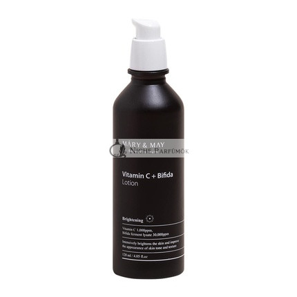 Mary&May C-vitamin + Bifida Lotion, 30,000ppm fermentációval, 1,000ppm C-vitaminnal, világosítás és hidratálás, 120ml