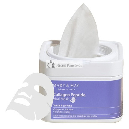 Mary&May Kollagén Peptid Vital Maszk 30 Lap, Alacsony Molekuláris Kollagén Peptid, Koreai Bőrápolás, Hidratáló, EWG Zöld