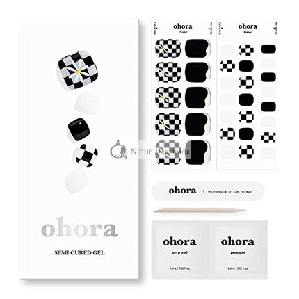 ohora Félig Gyógyított Gél Pedikűr Csíkok - Checkmate, Hosszan Tartó, Könnyen Alkalmazható és Eltávolítható