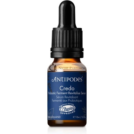Antipodes Credo Probiotikus Ferment Revitalizáló Szérum, Pattanásgátló Szérum Probiotikumokkal az Egészséges Bőrért, Hialuronsav, 10ml